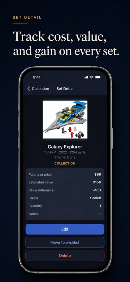 SetShelf — set detay ekranı